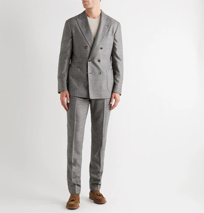 Brunello Cucinelli Unstructured Double-Breasted Prince of Wales Checked Cashmere and Silk-Blend Suit Jacket outlook