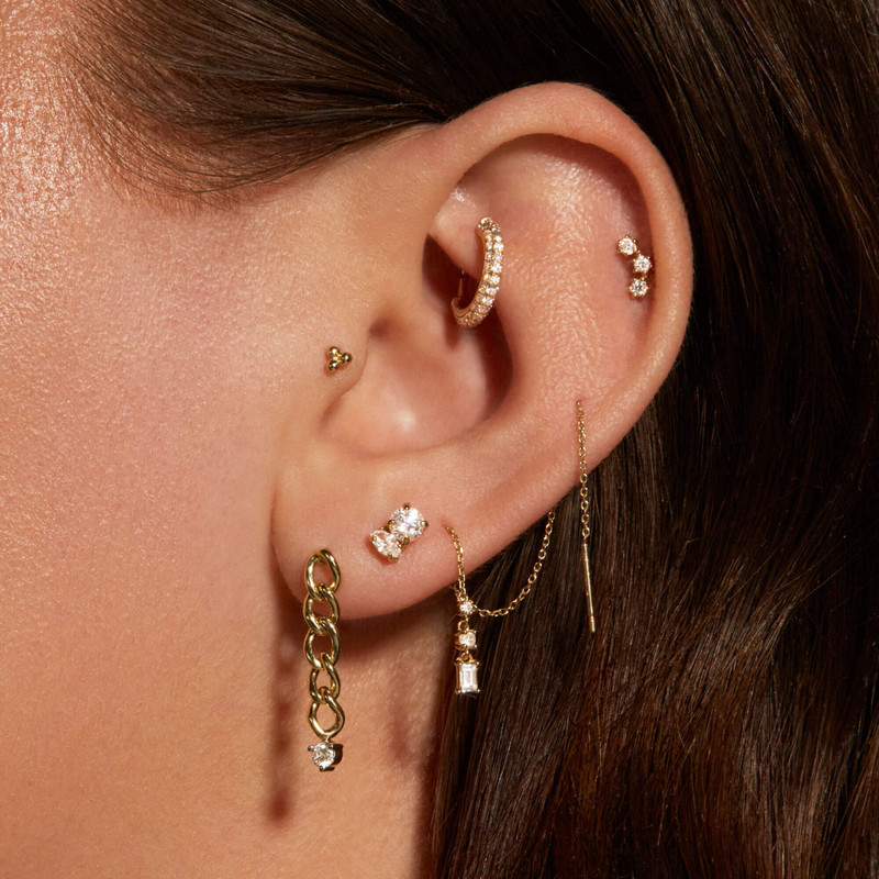 LAB-Created Diamond Curve Push Pin Flat Back 6