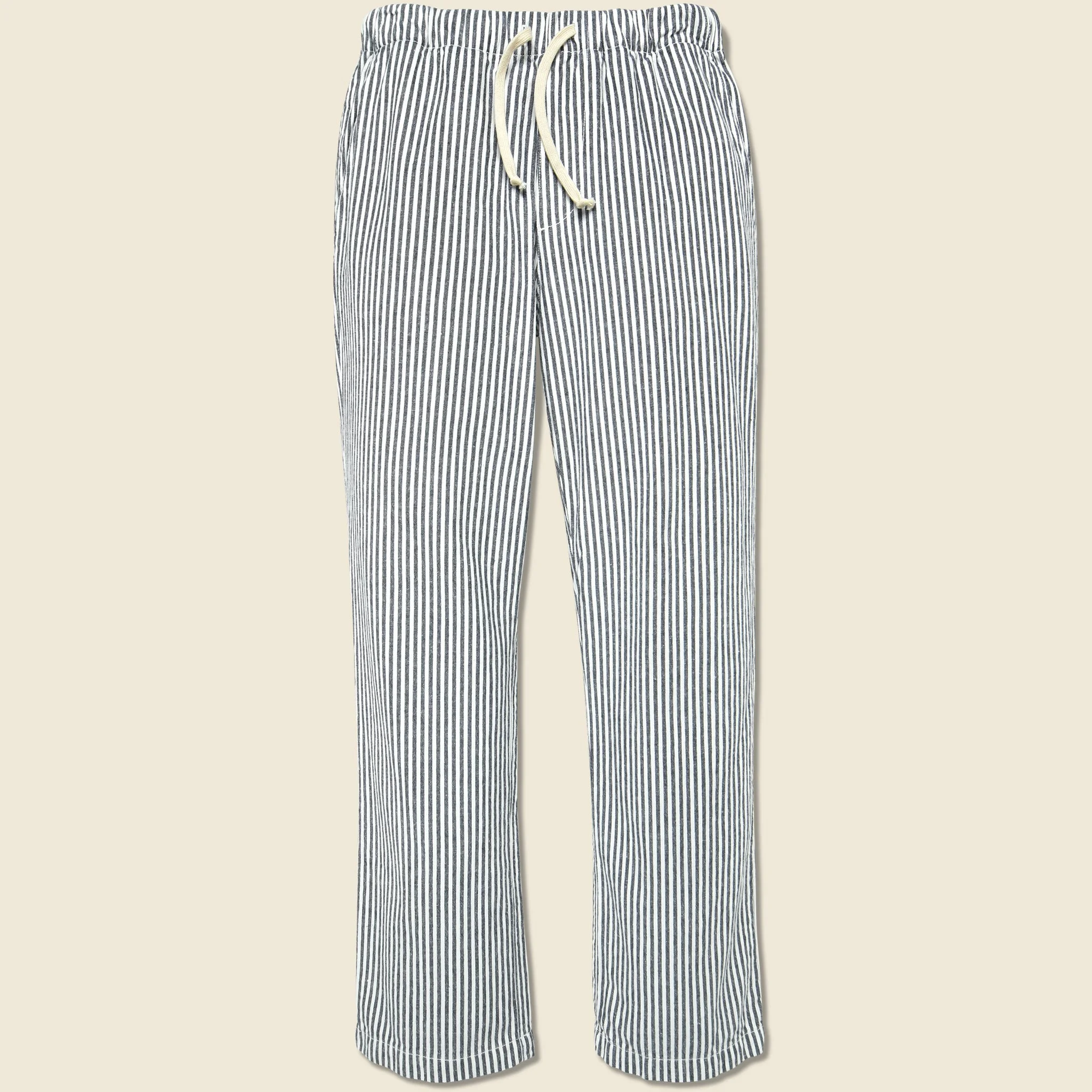 Hemp Stripe Easy Chino - Natural/Navy - 1