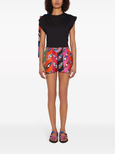 PUCCI abstract print elasticated waistband silk shorts outlook