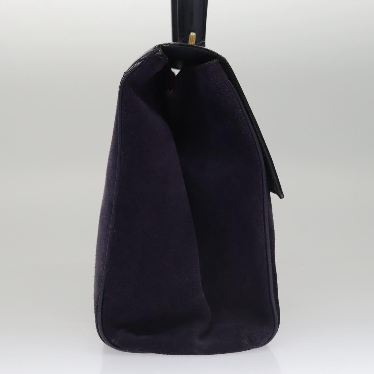 CELINE Hand Bag Suede Leather Purple Gold - 4
