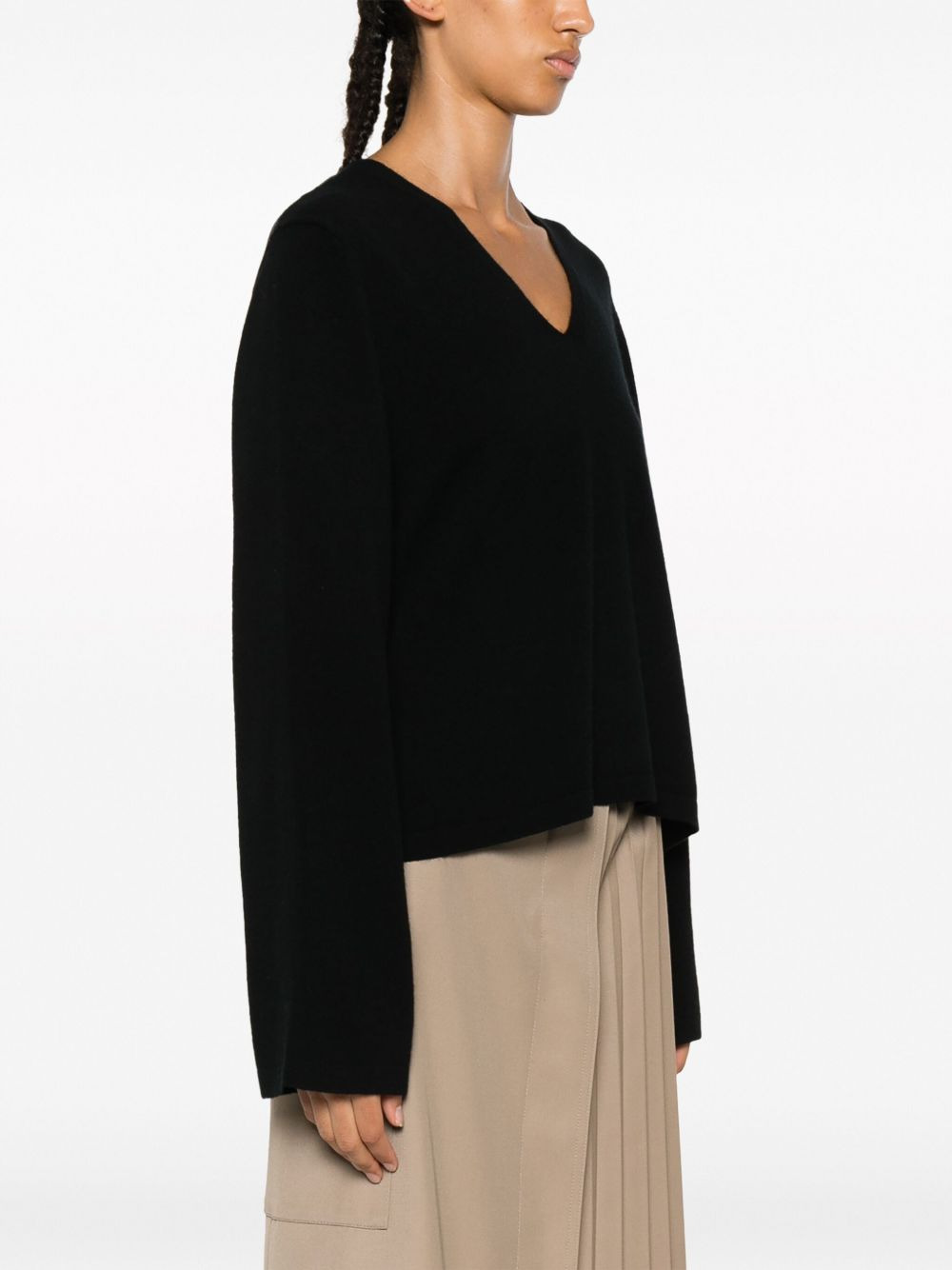 V-neck wool-cashmere blend jumper - 3