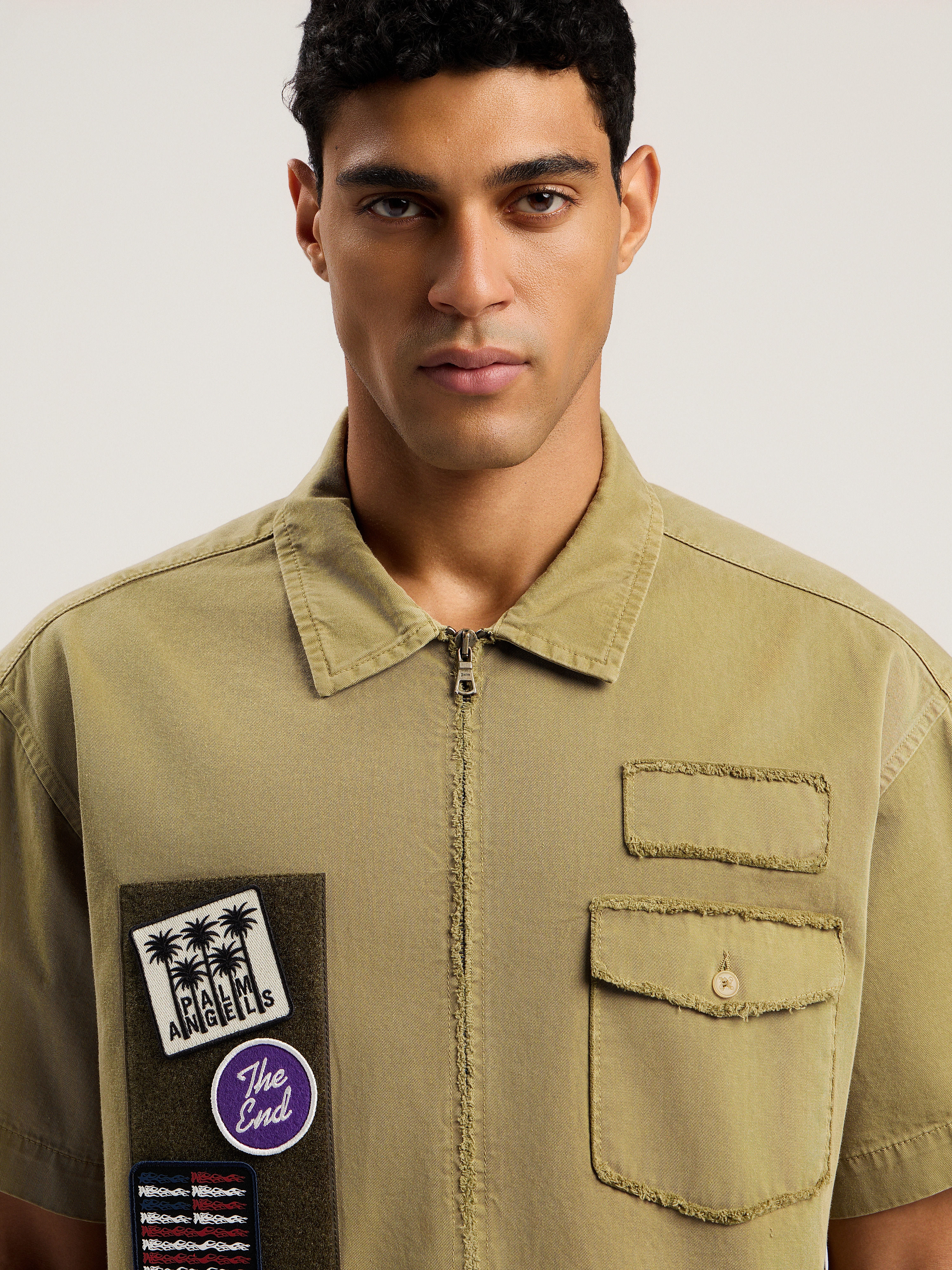 Military Patch Zipped Shirt - 6