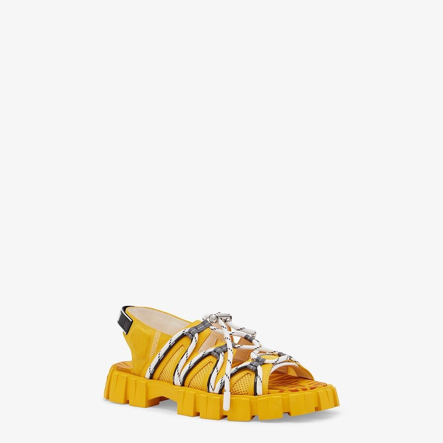 Yellow leather and tech mesh sandals - 2