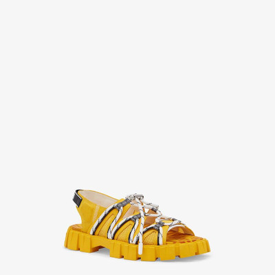 FENDI Yellow leather and tech mesh sandals outlook