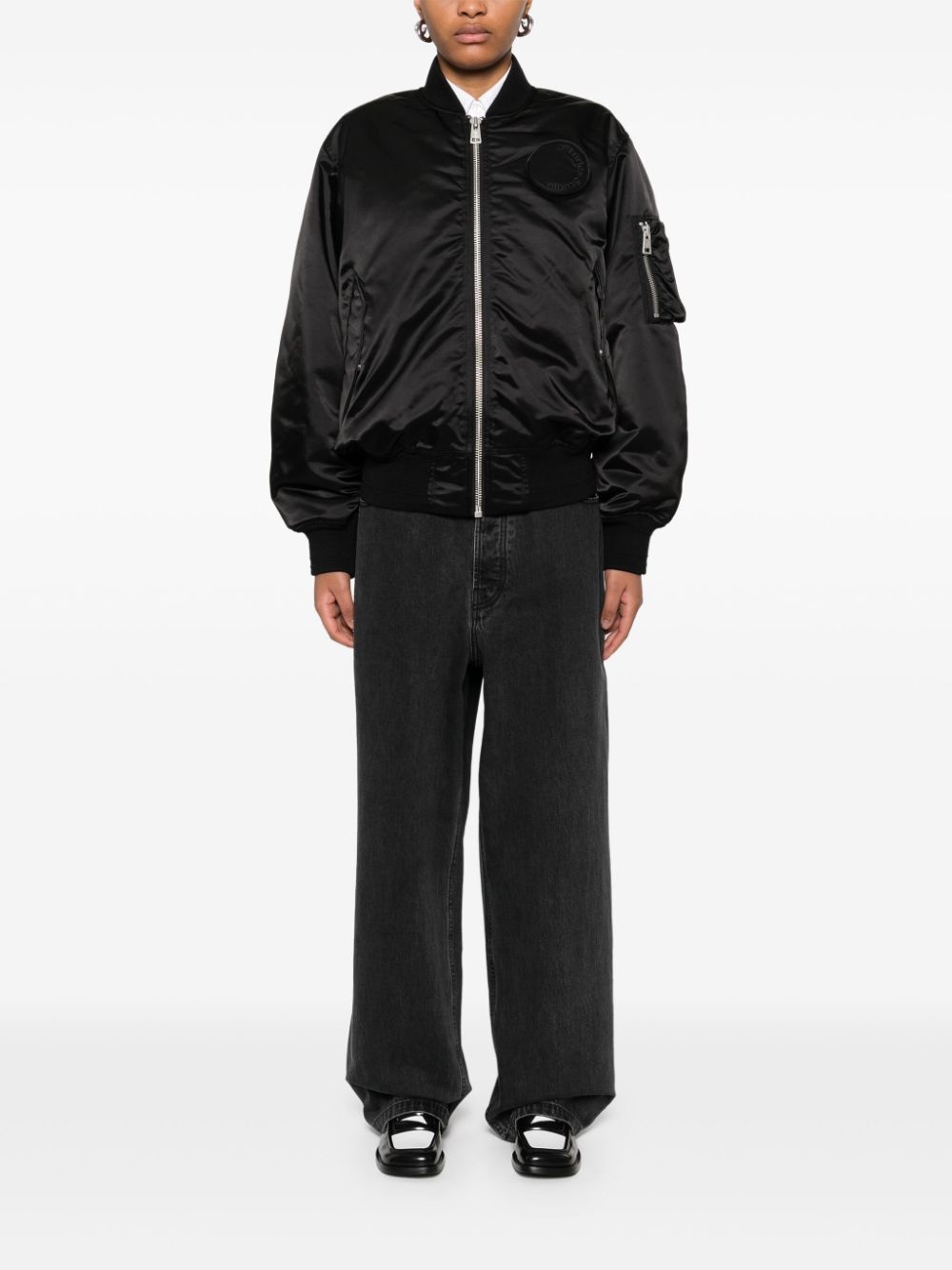 logo-patch bomber jacket - 2