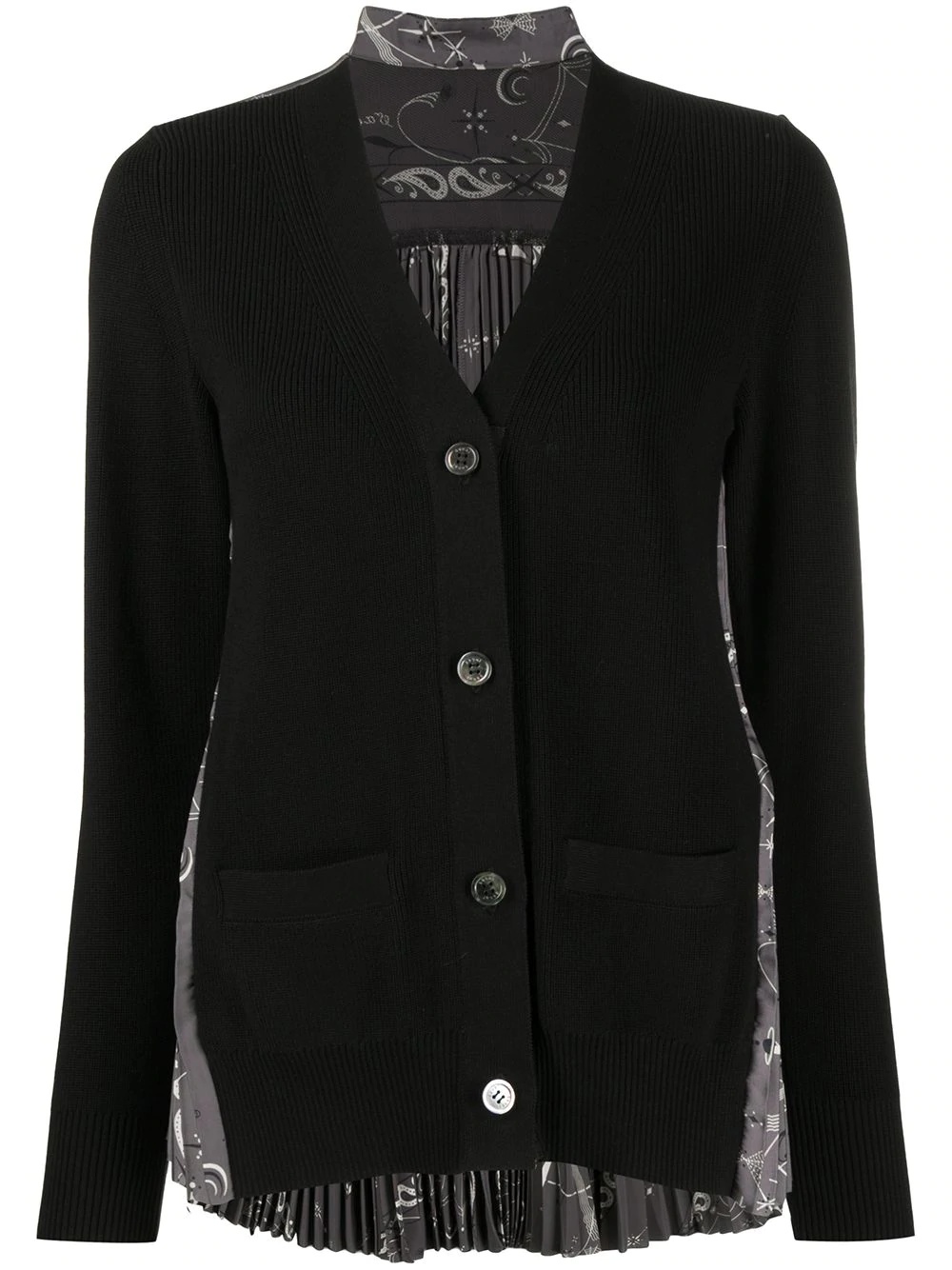 pleat panelled cardigan - 1