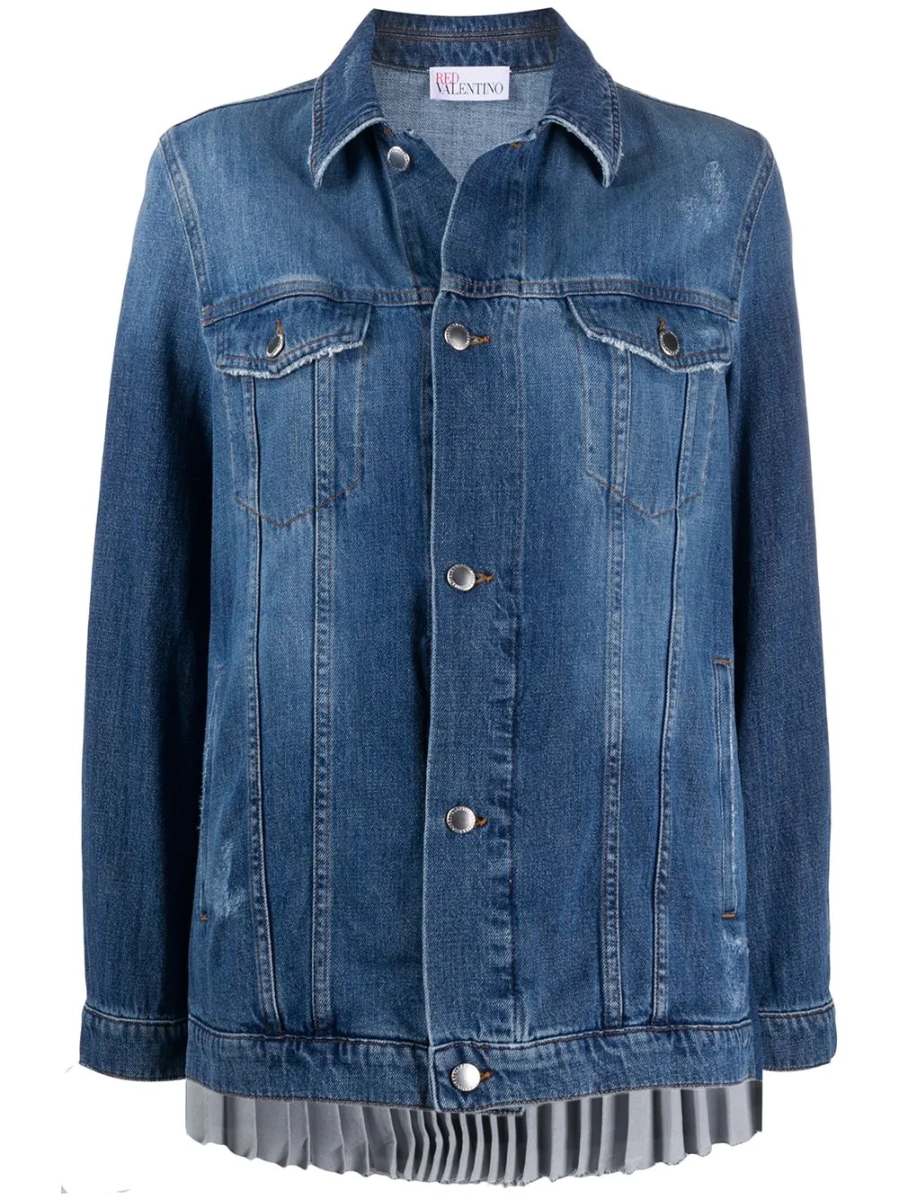 pleated back denim jacket - 1