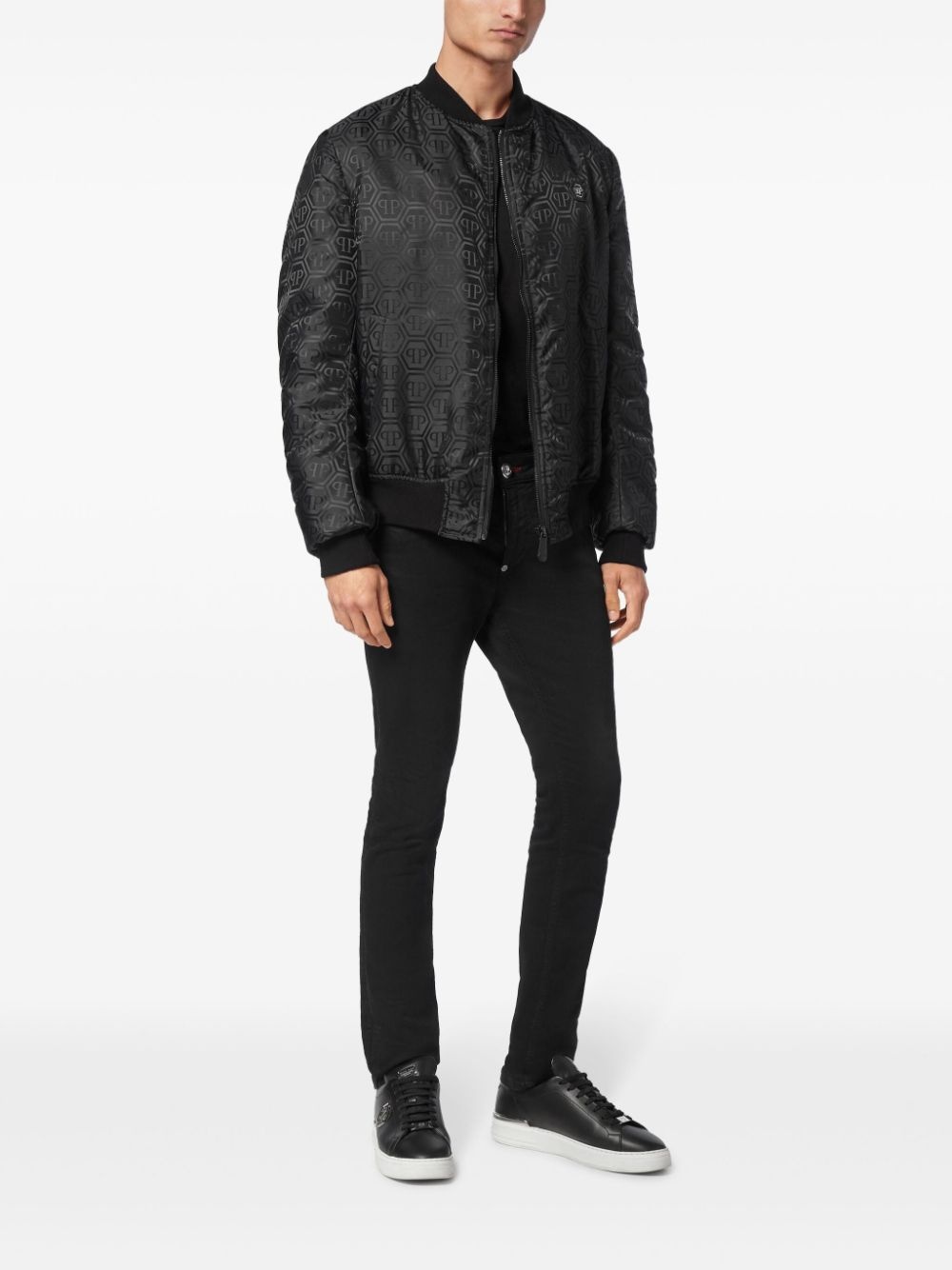 monogram-jacquard bomber jacket - 2
