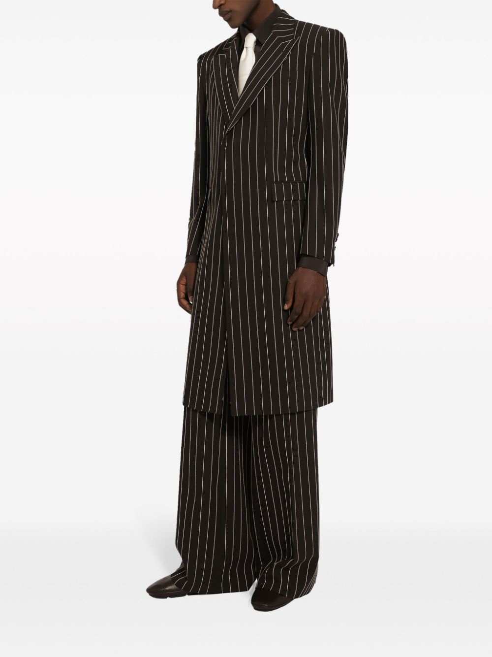 pinstripe virgin wool coat - 2
