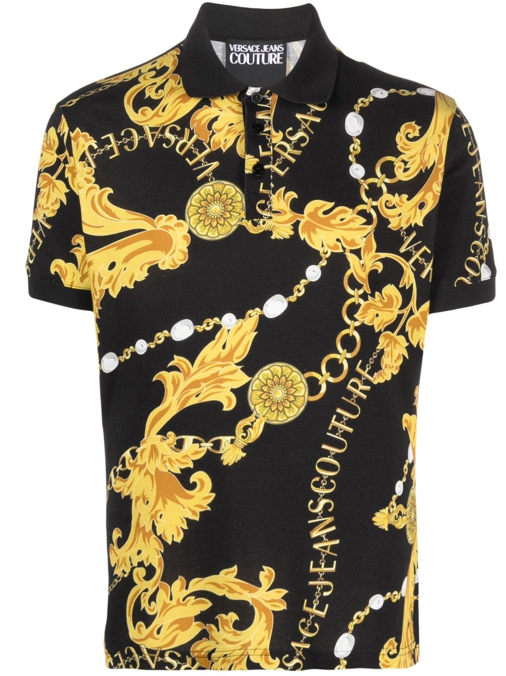 baroque-pattern polo shirt - 1