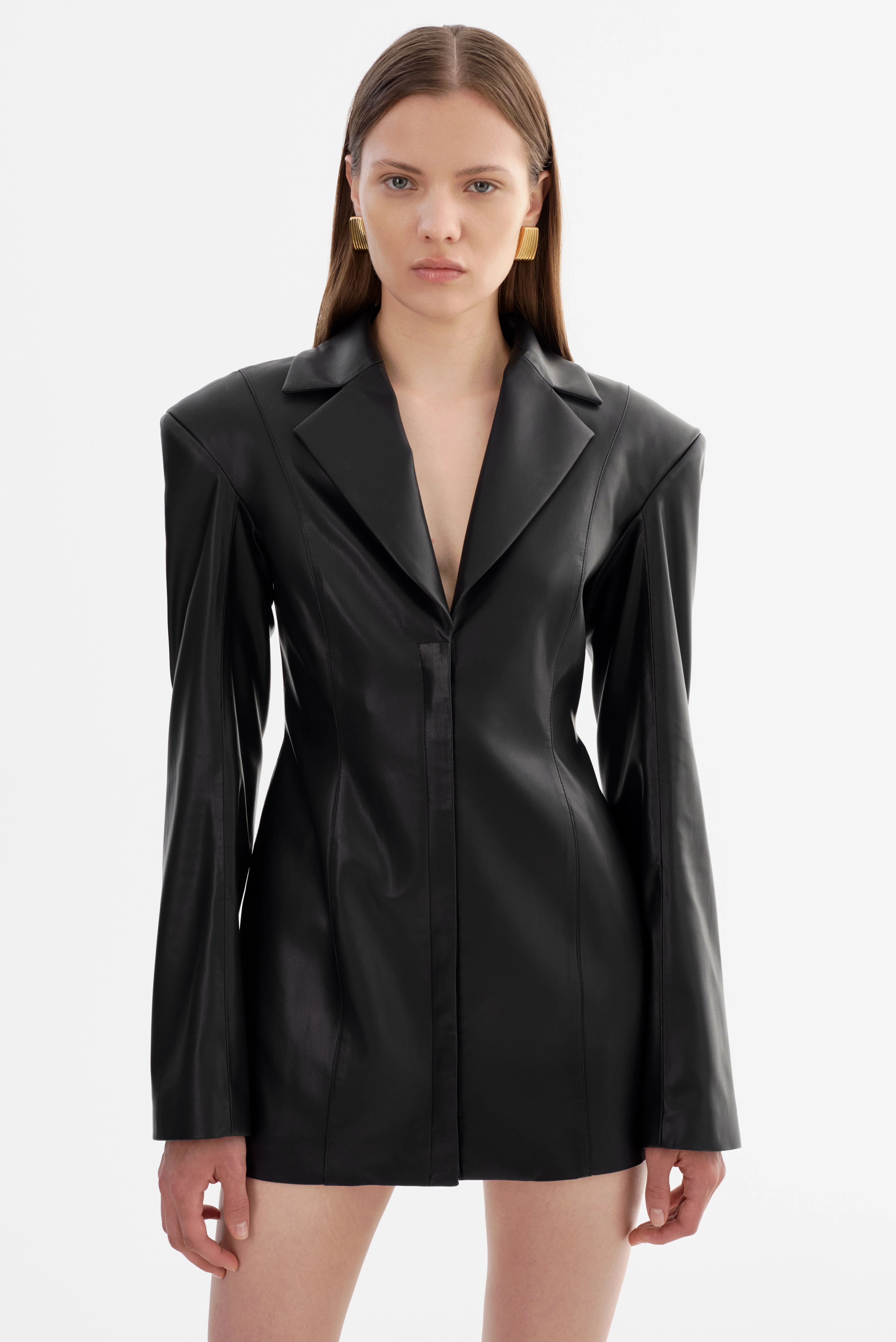 BENEDETTA | Faux Leather Blazer Dress - 1