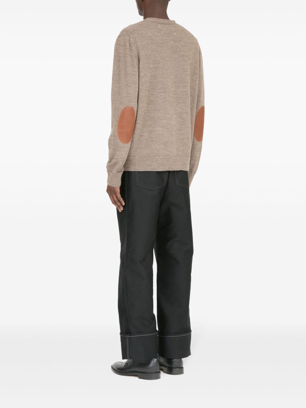 elbow-patch fine-knit cardigan - 5