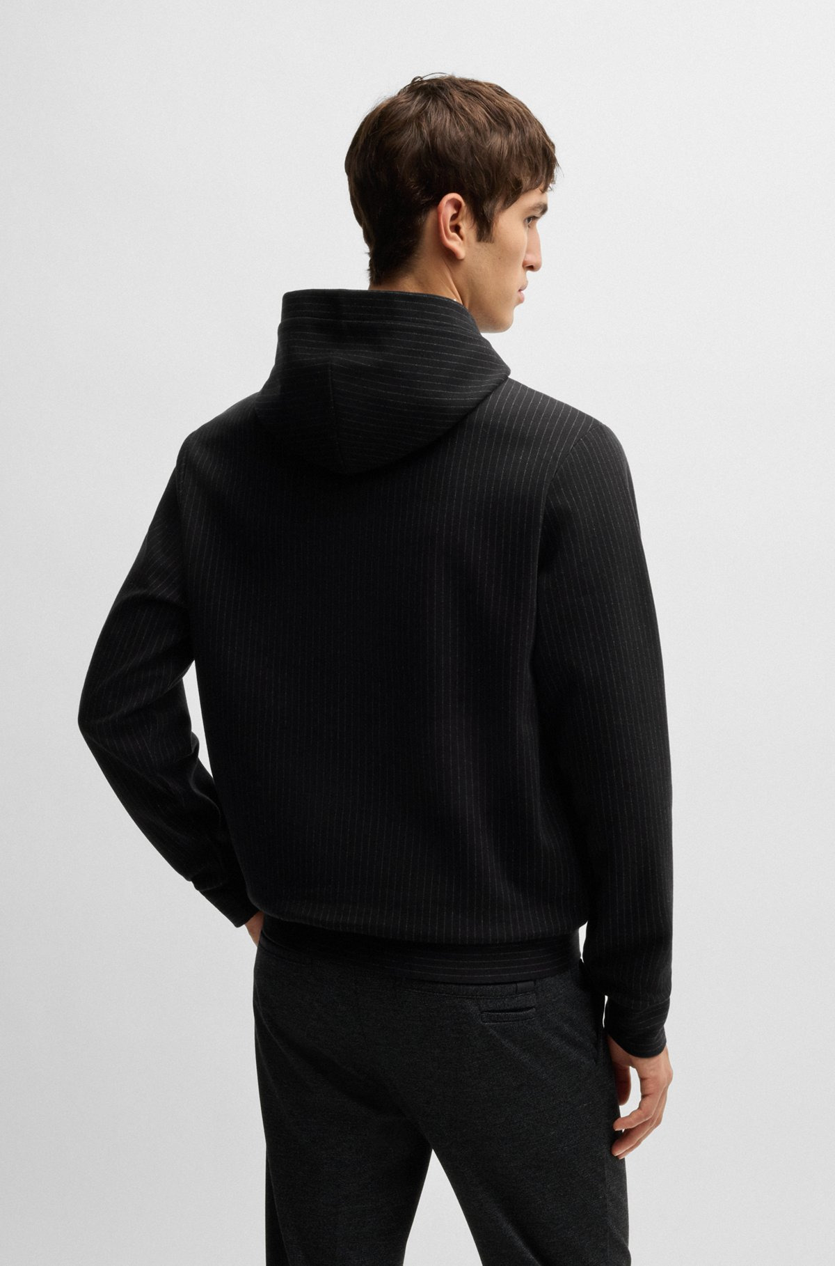 REGULAR-FIT HOODIE IN A PINSTRIPE COTTON - 5