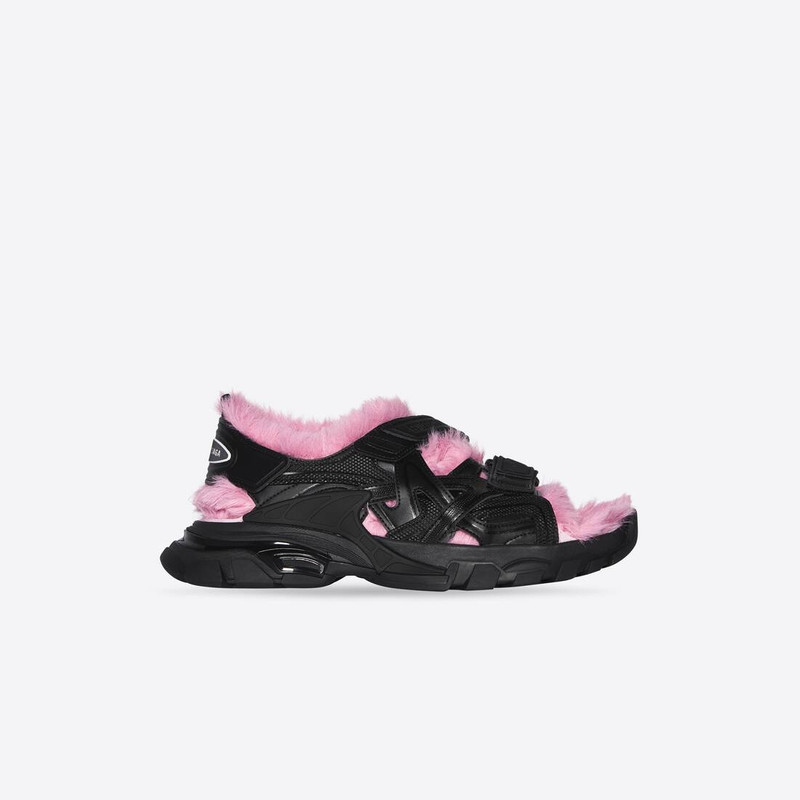 Women's Track Sandal Fake Fur in Black - 1