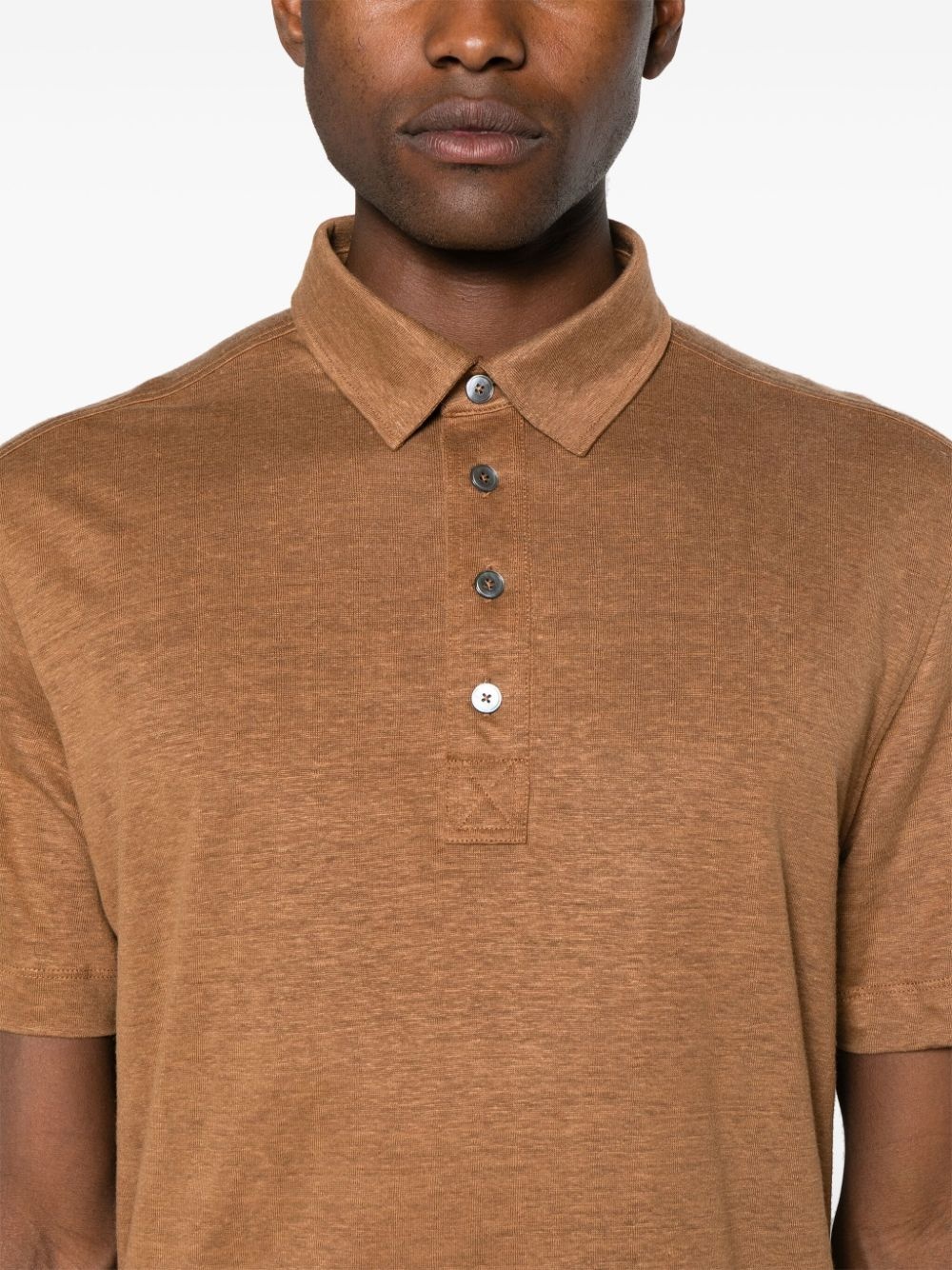 short-sleeve linen polo shirt - 5