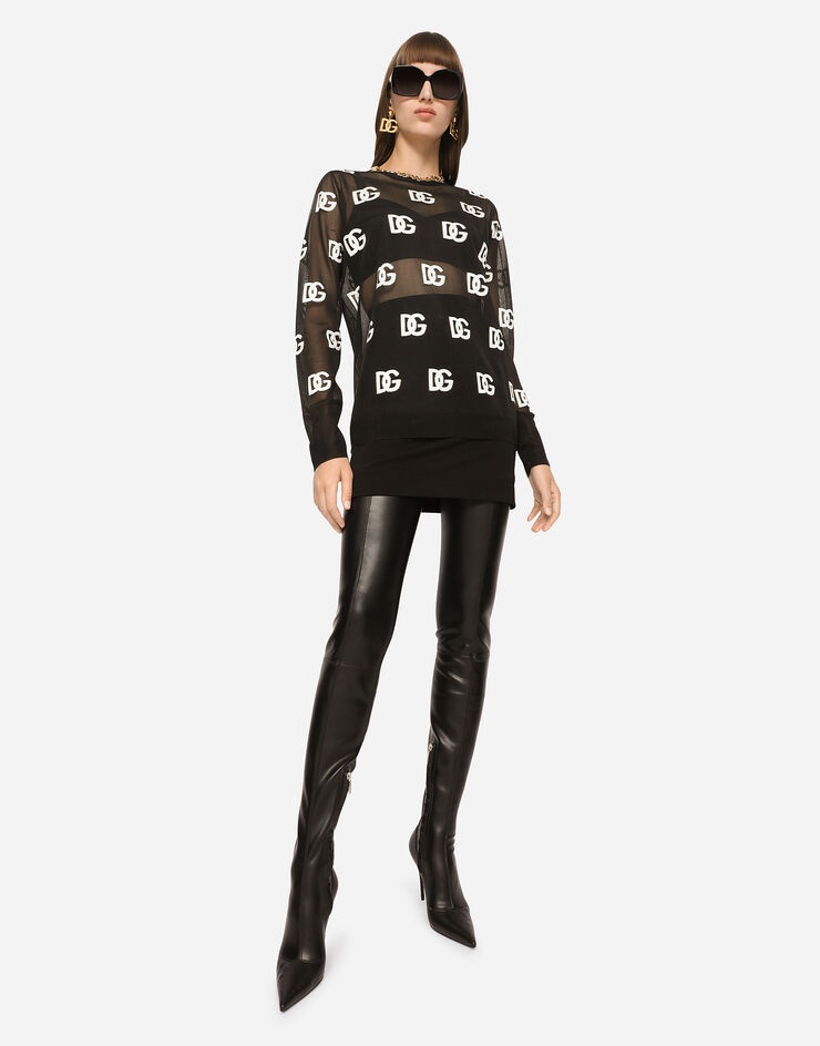 Sheer sweater with all-over DG logo - 3