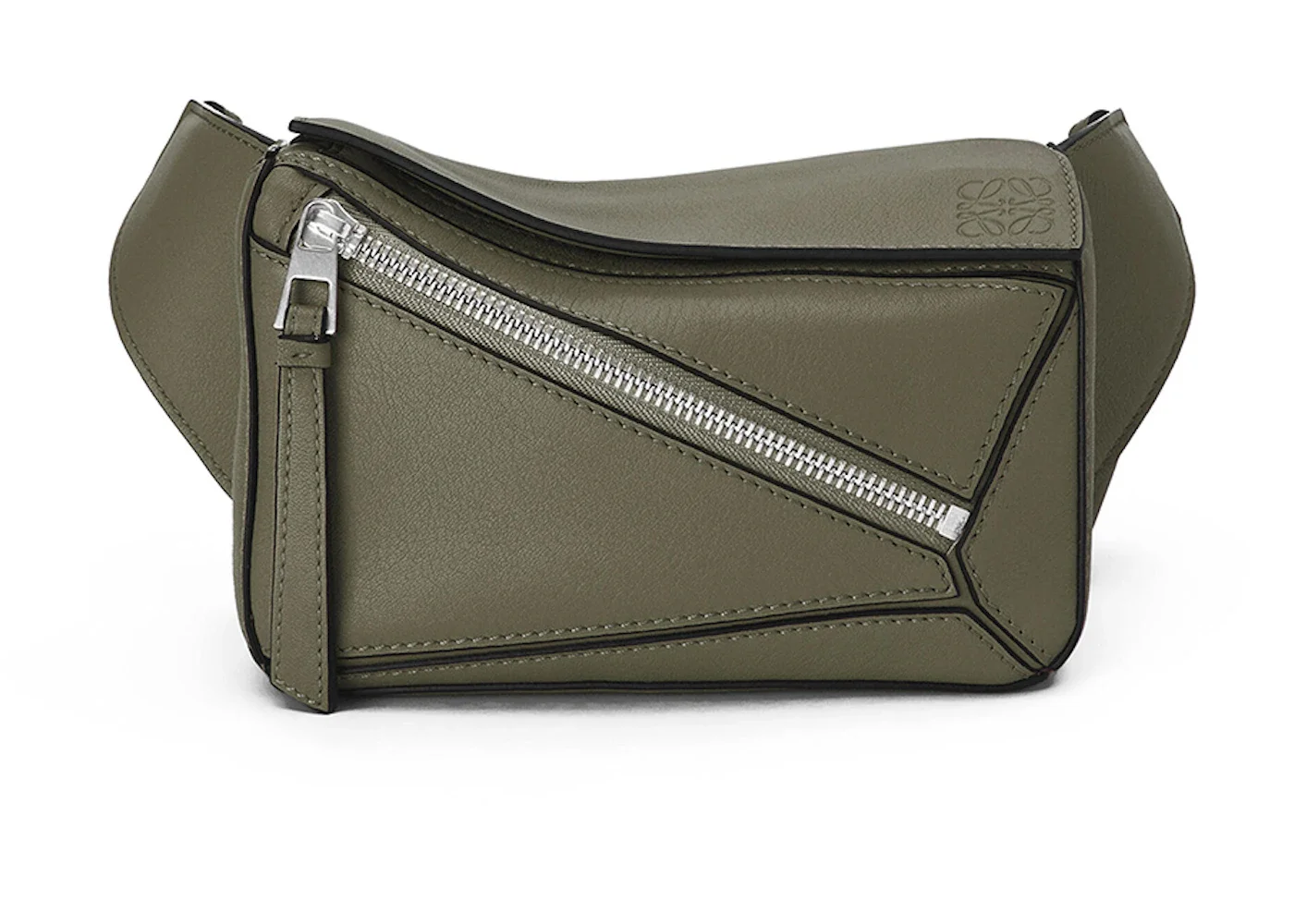 LOEWE Puzzle Bumbag In Classic Calfskin Mini Khaki Green - 1