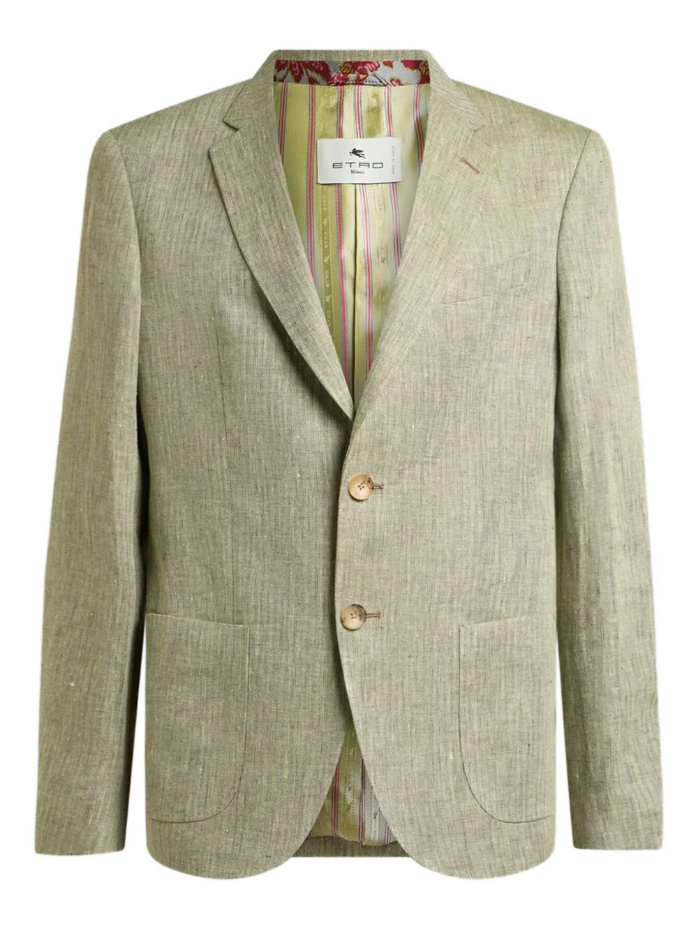 chevron-motif single-breasted linen jacket - 1