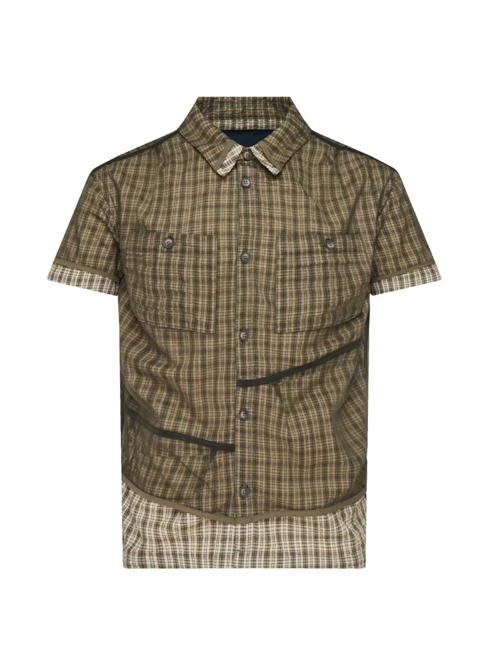 check sheer layered shirt - 1