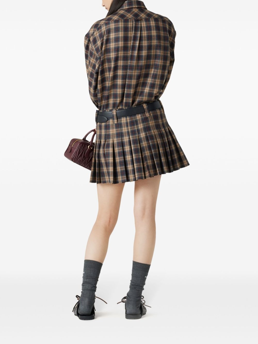 pleated tartan miniskirt - 3
