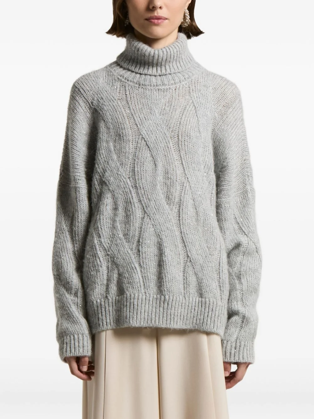cable-knit turtleneck sweater - 1