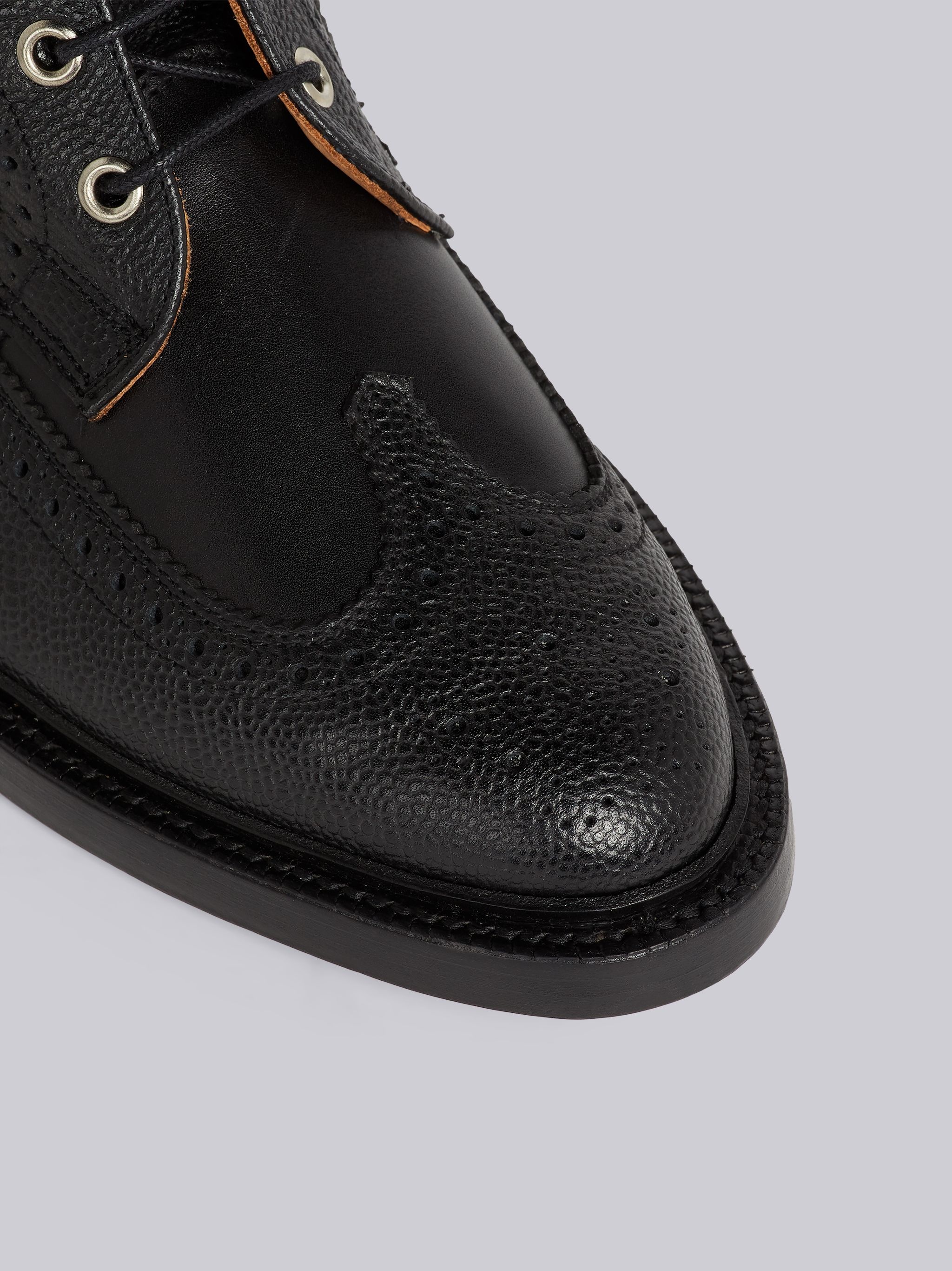 Thom Browne Black Pebbled Calfskin Mix Longwing Brogue Boot Pebble Grain Longwing Brogue | Thom Browne main image 3