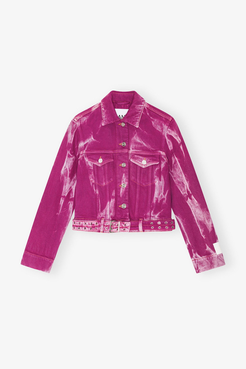 PURPLE OVERDYED HEAVY DENIM BELTED JACKET 1