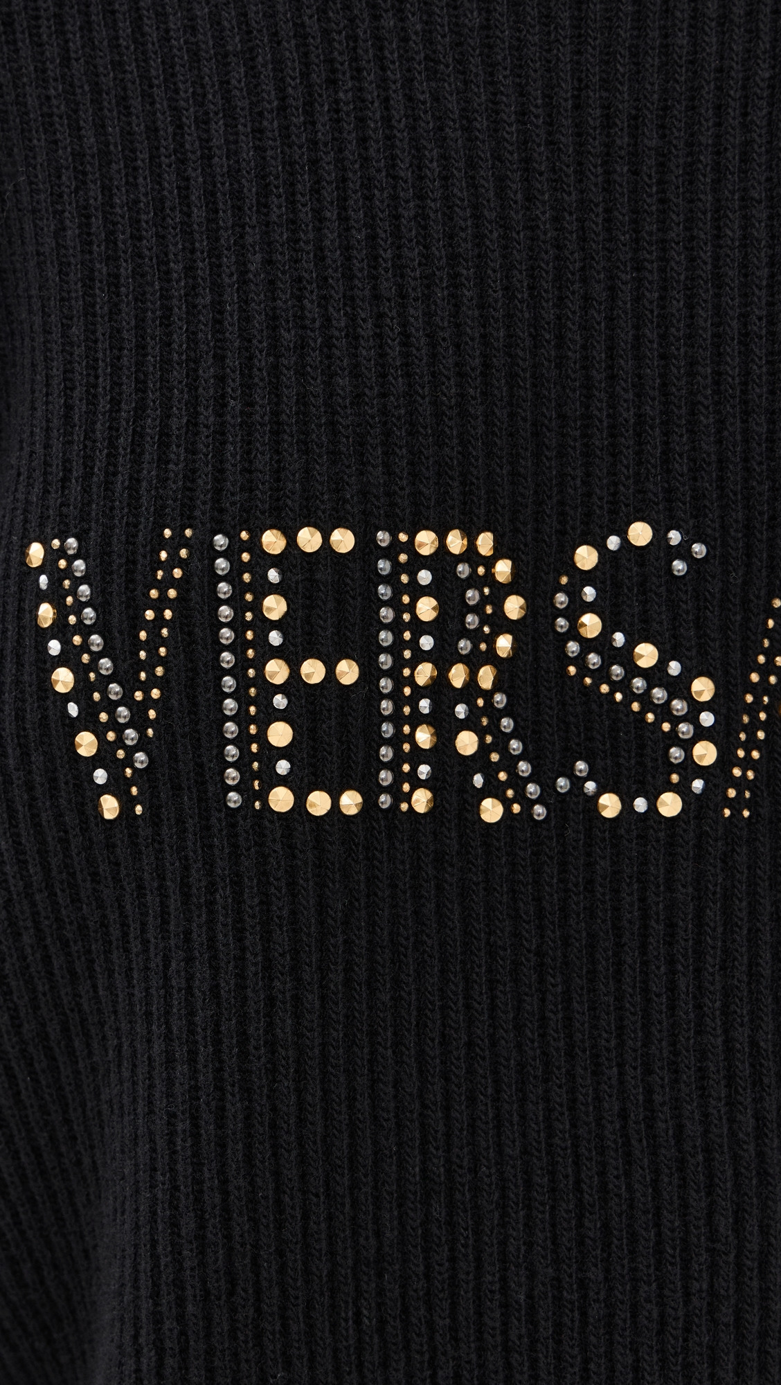 Studs Logo Embroidery Wool Knit Sweater - 5