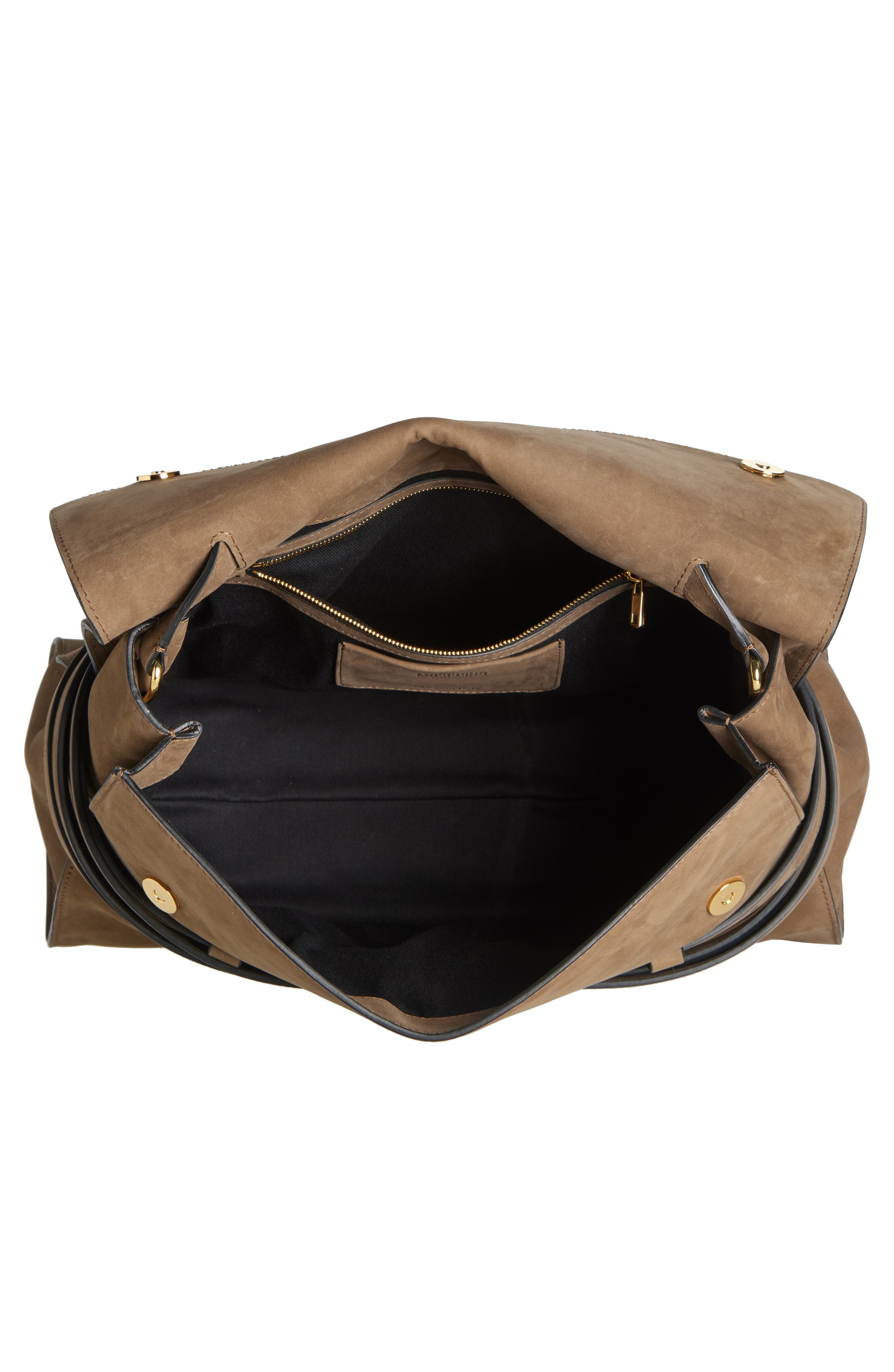 Moschino Medium Tie Me Suede Shoulder Bag in Forest at Nordstrom - 5