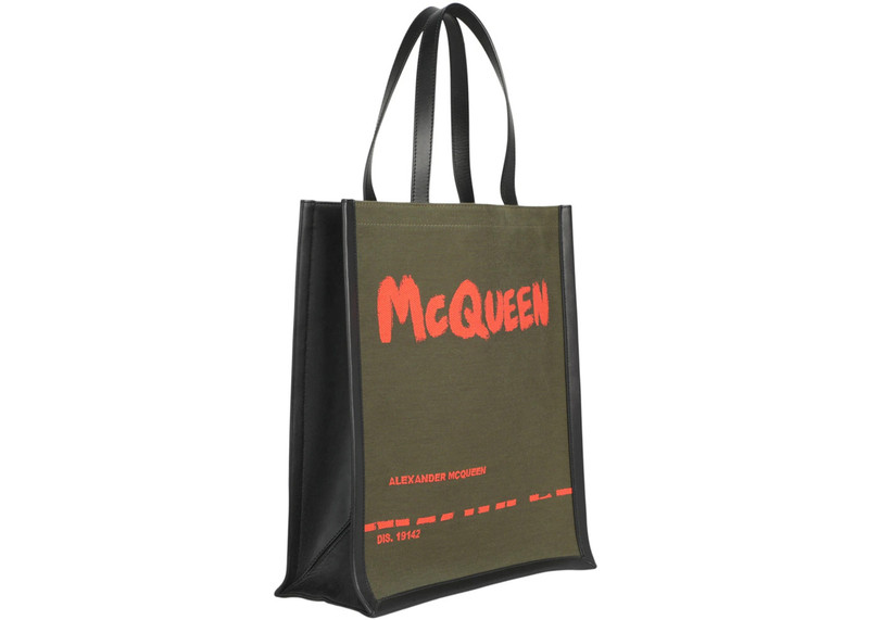 Alexander McQueen Alexander McQueen Graffiti Logo Tote Military Green outlook