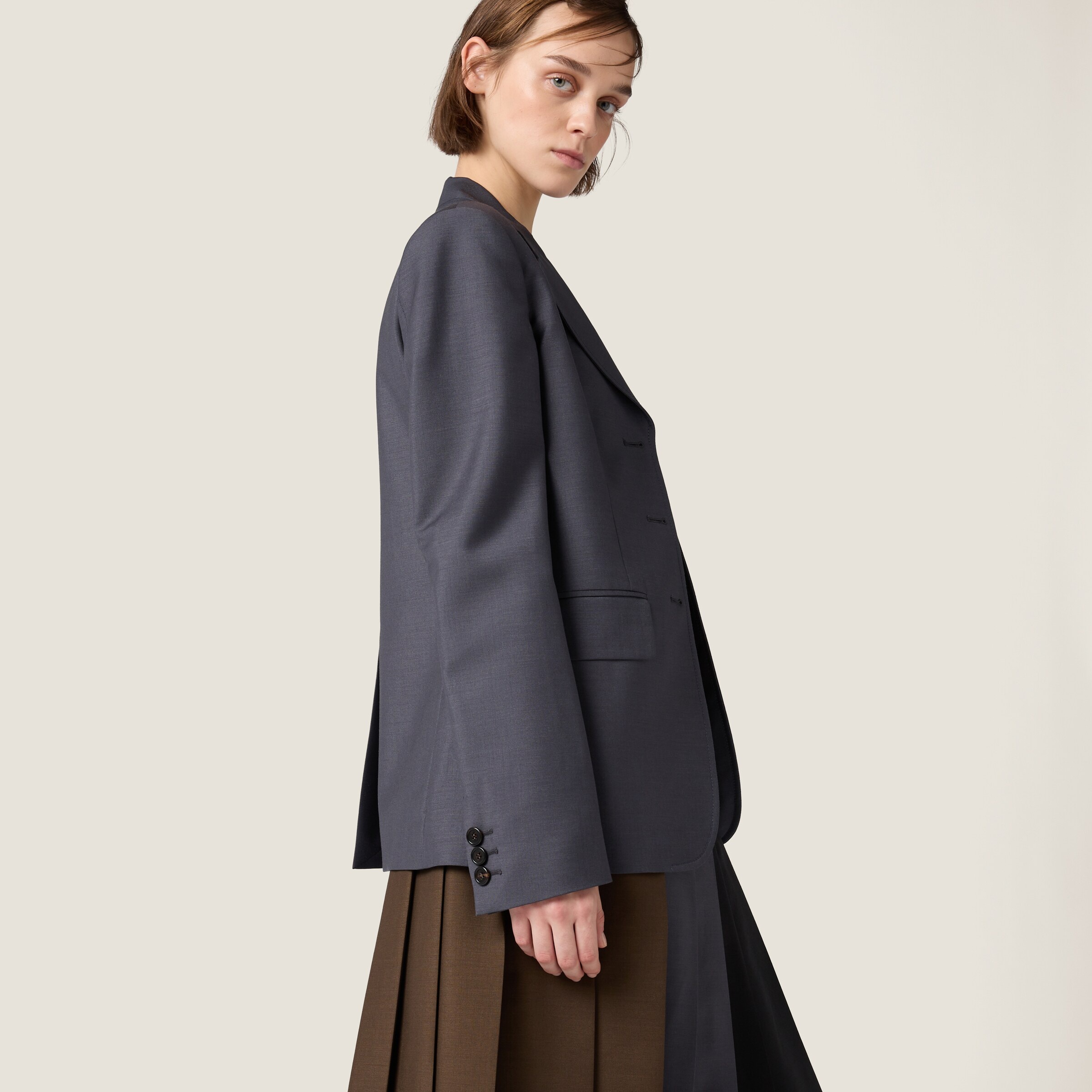 【送料&関税込】Miu Miu Single-breasted Jacket In Kid Mohair Miu Miu Single-breasted kid mohair jacket | REVERSIBLE