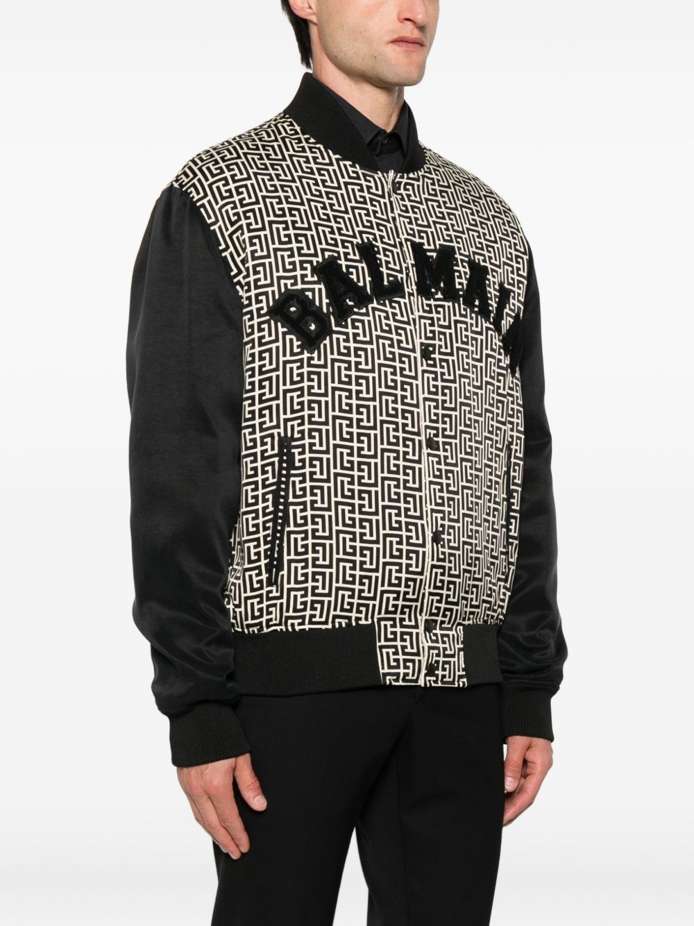geometric-pattern bomber jacket - 3