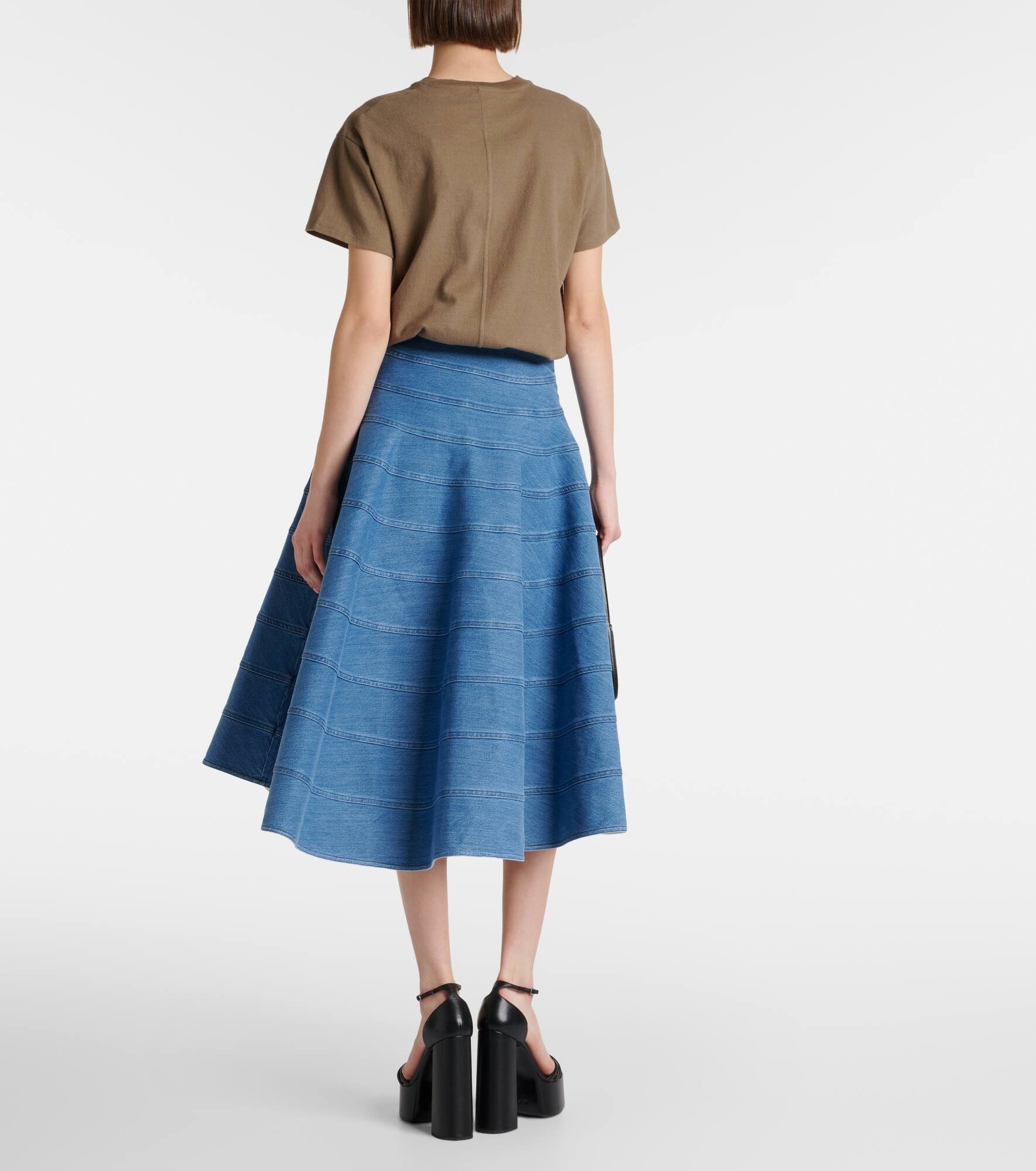 Grace paneled denim midi skirt - 3