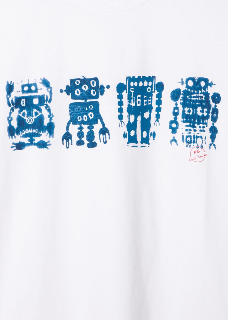 Paul Smith White 'Screen Robot' Print T-Shirt outlook