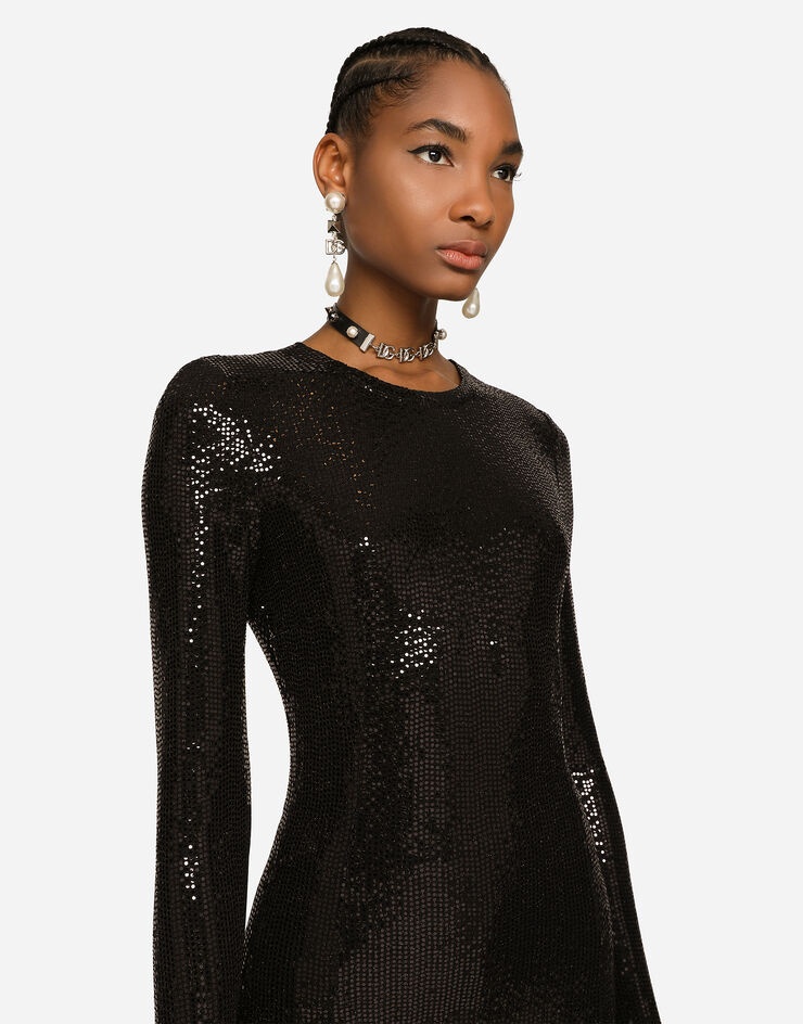 Jersey midi dress with sequins - 4