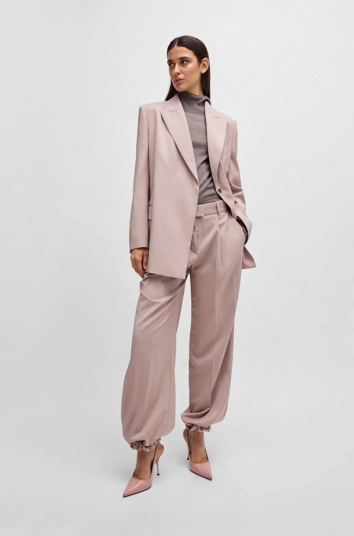 NAOMI X BOSS REGULAR-FIT TROUSERS IN NATURAL-STRETCH WOOL - 3