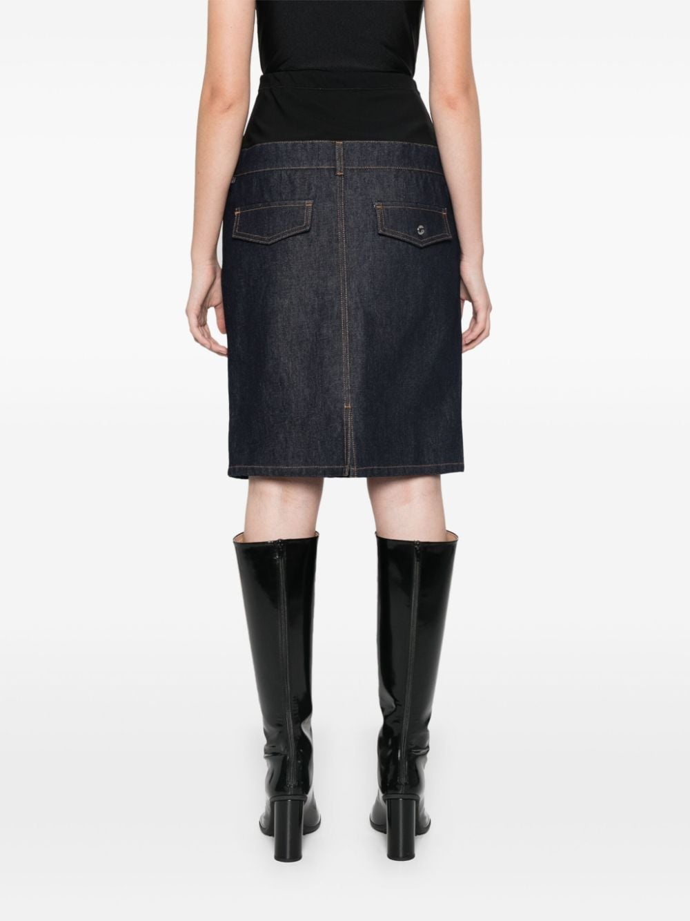 hybrid denim midi skirt - 4