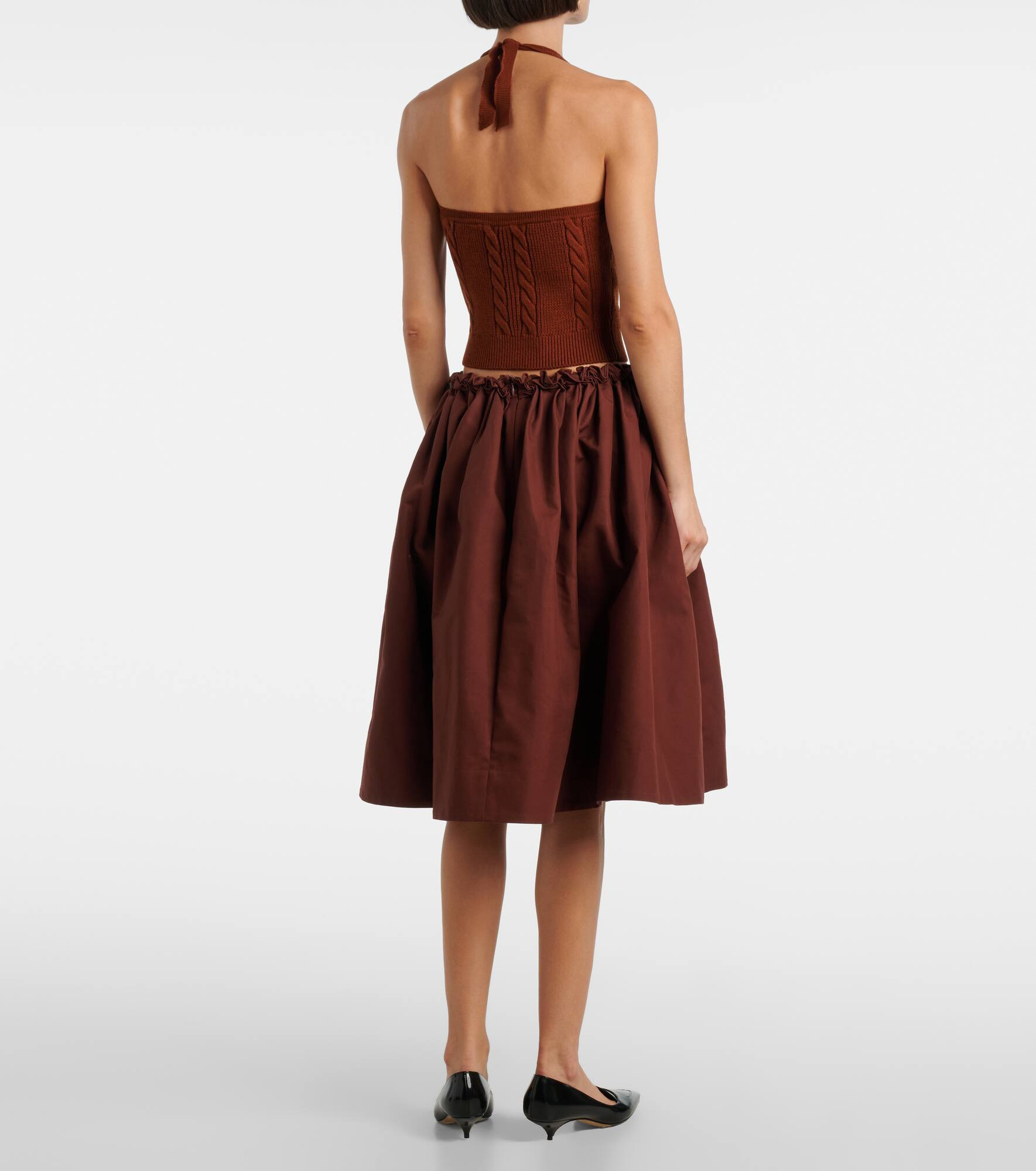 Ruffled cotton midi skirt - 3