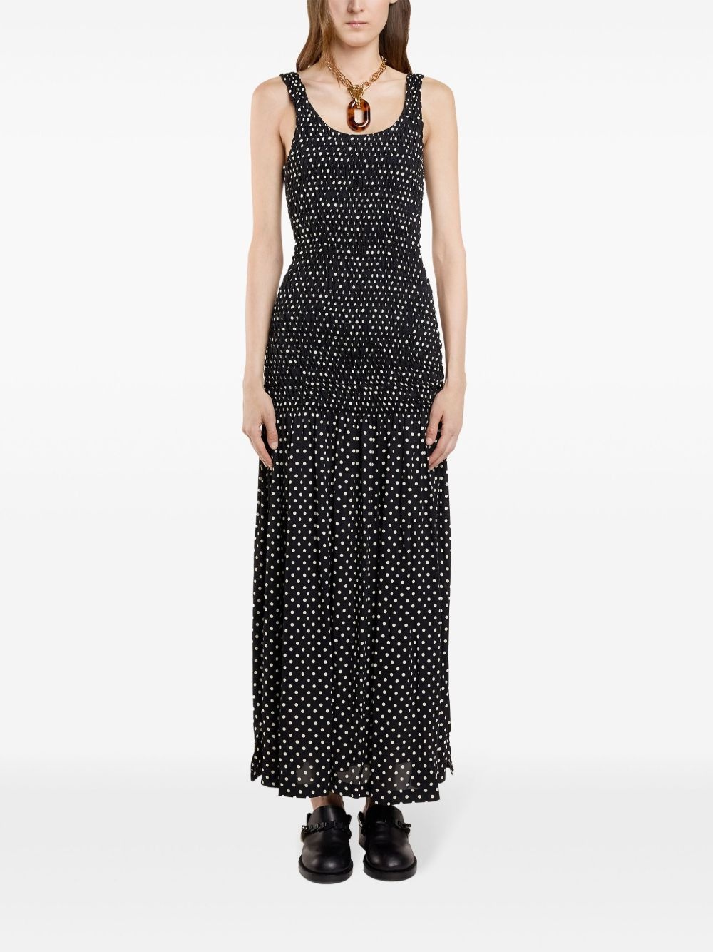 polka-dot crepe long dress - 2