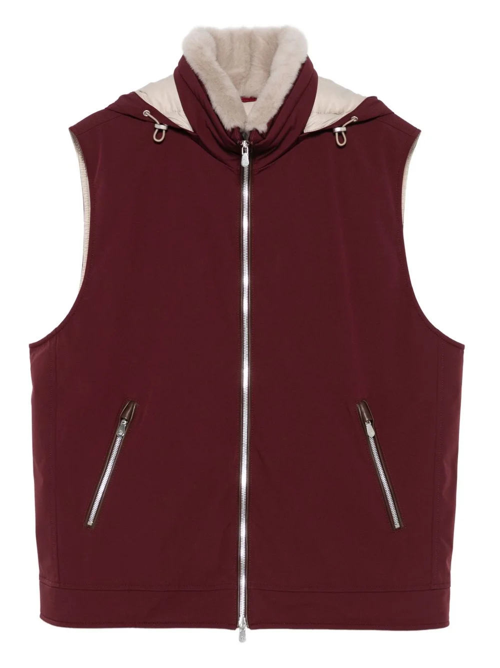 hooded zip-front gilet - 1