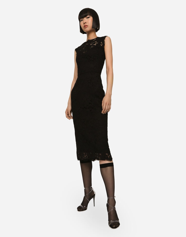 Branded stretch lace calf-length dress - 5