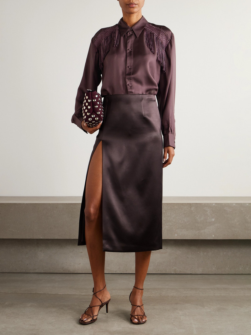 diotima Epaulette Crochet-trimmed Fringed Silk-twill Shirt outlook