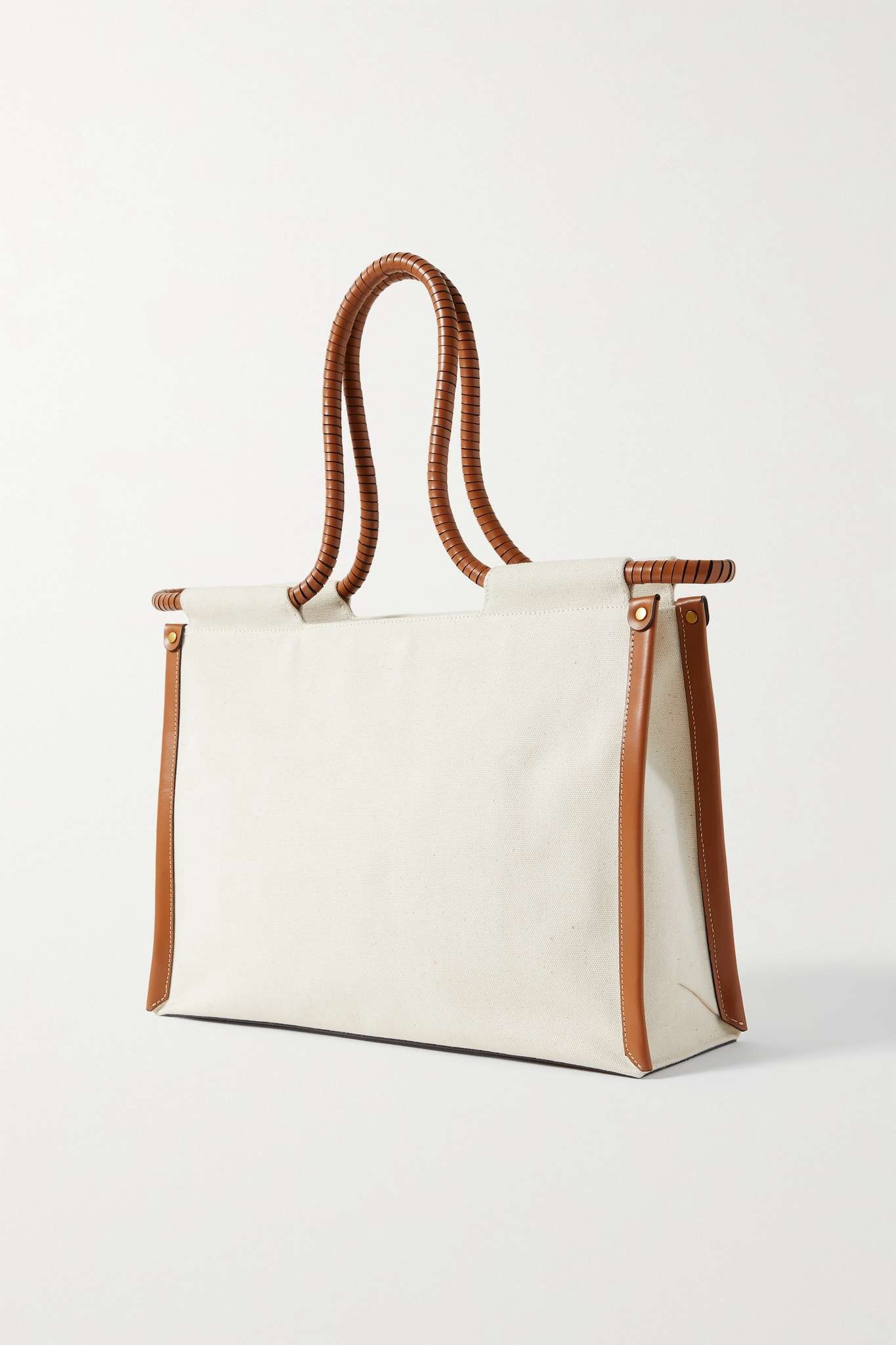 Toledo leather-trimmed embroidered canvas tote - 3