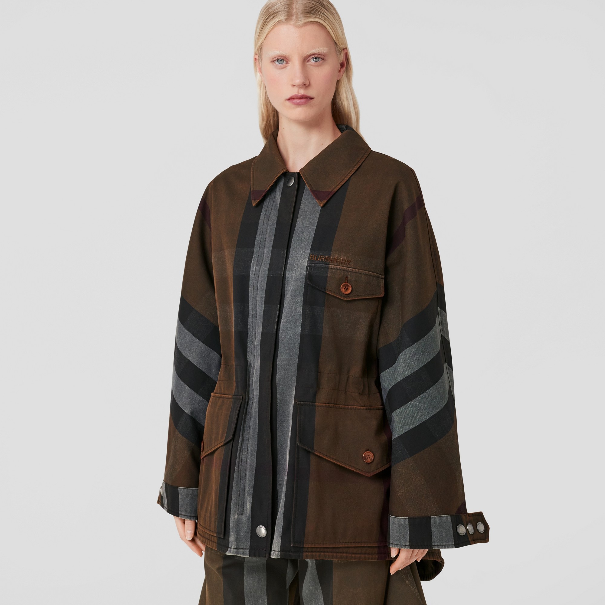 Check Cotton Blend Field Jacket - 4