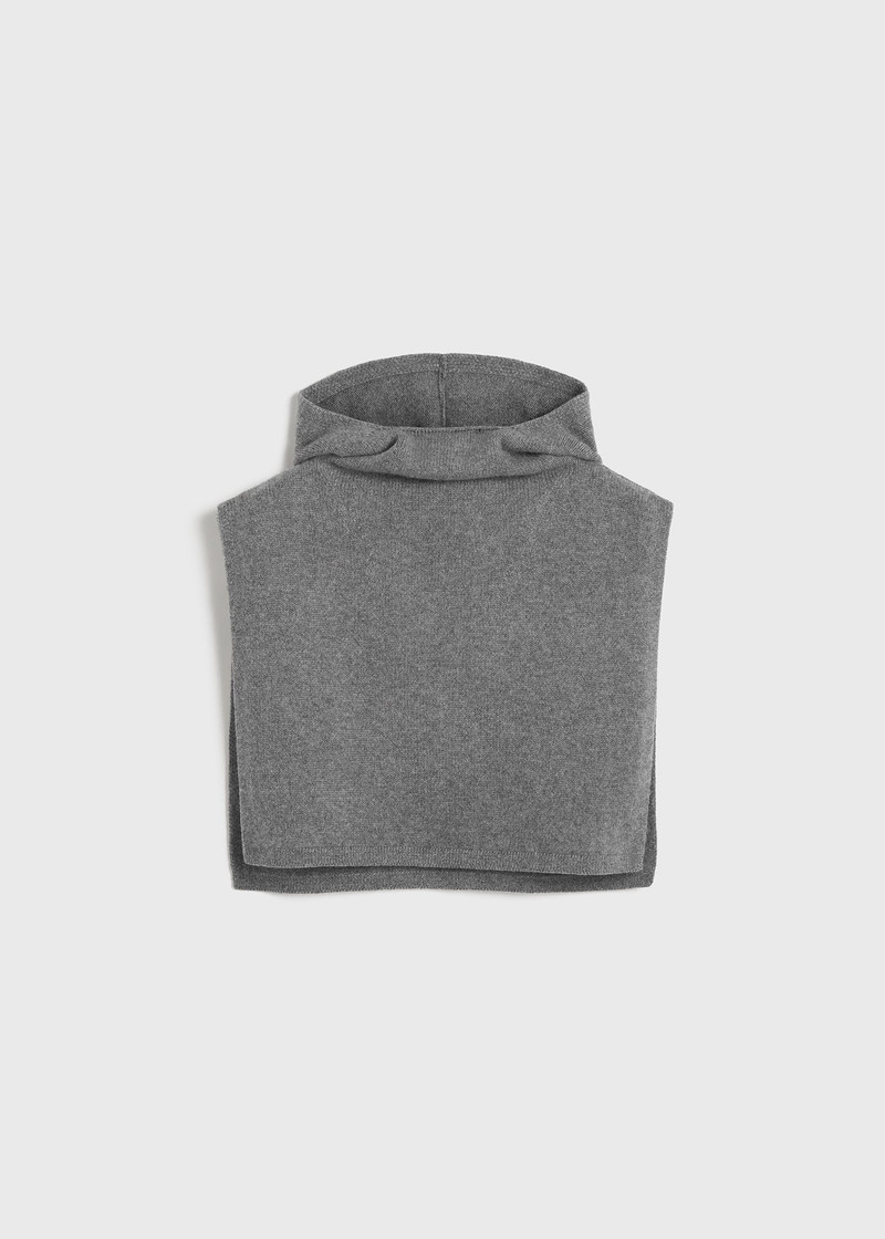 Wool cashmere hoodie bib grey melange 1