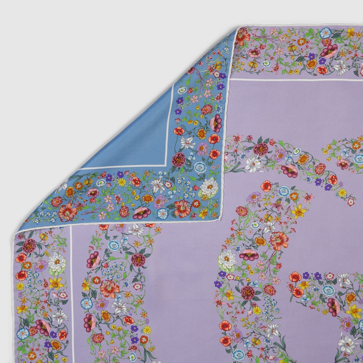Double G floral print silk carré - 6