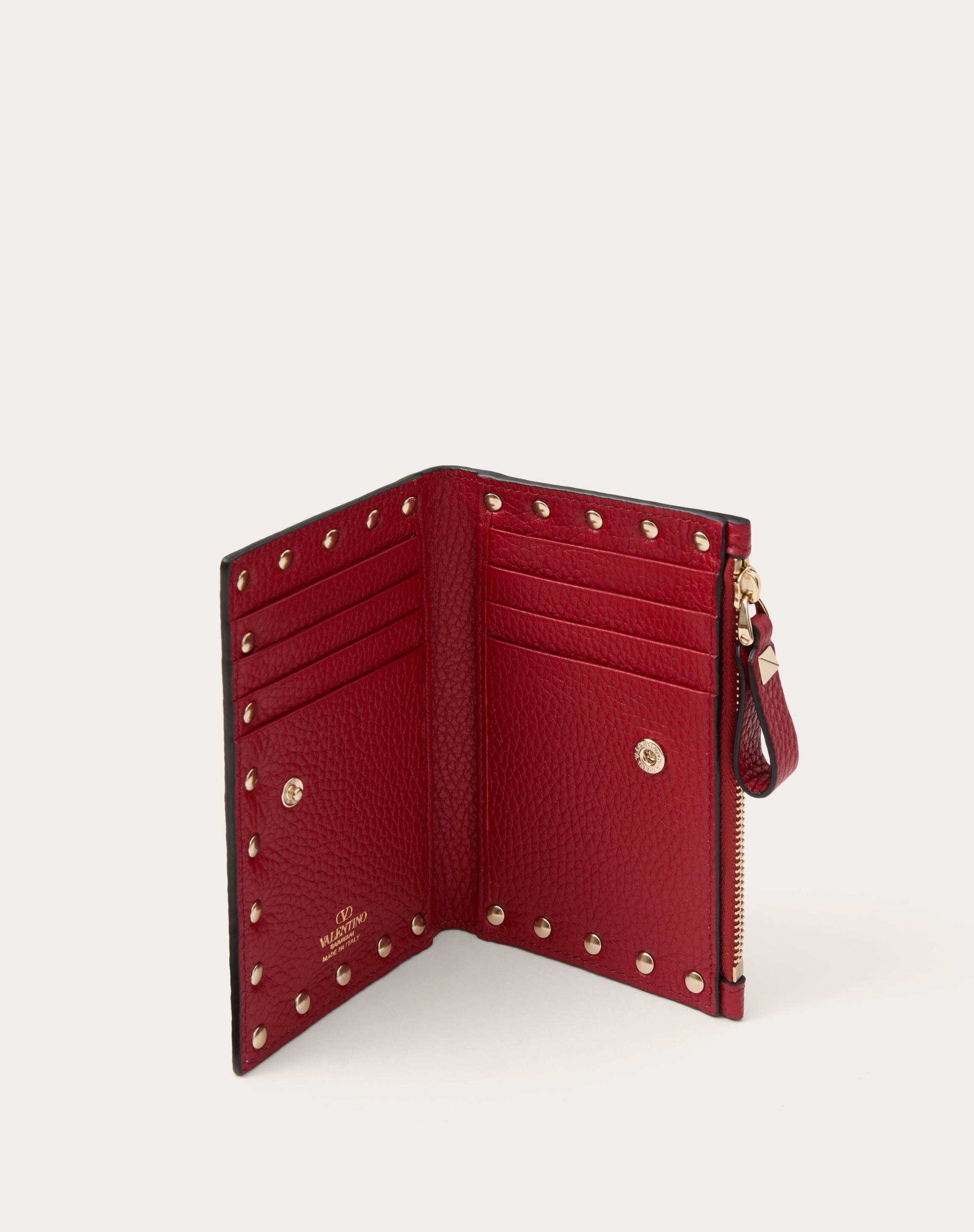 ROCKSTUD GRAINY CALFSKIN CARDHOLDER WITH ZIPPER - 5