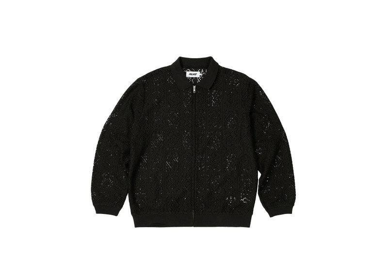 CROCHET ZIP LONGSLEEVE POLO BLACK - 1