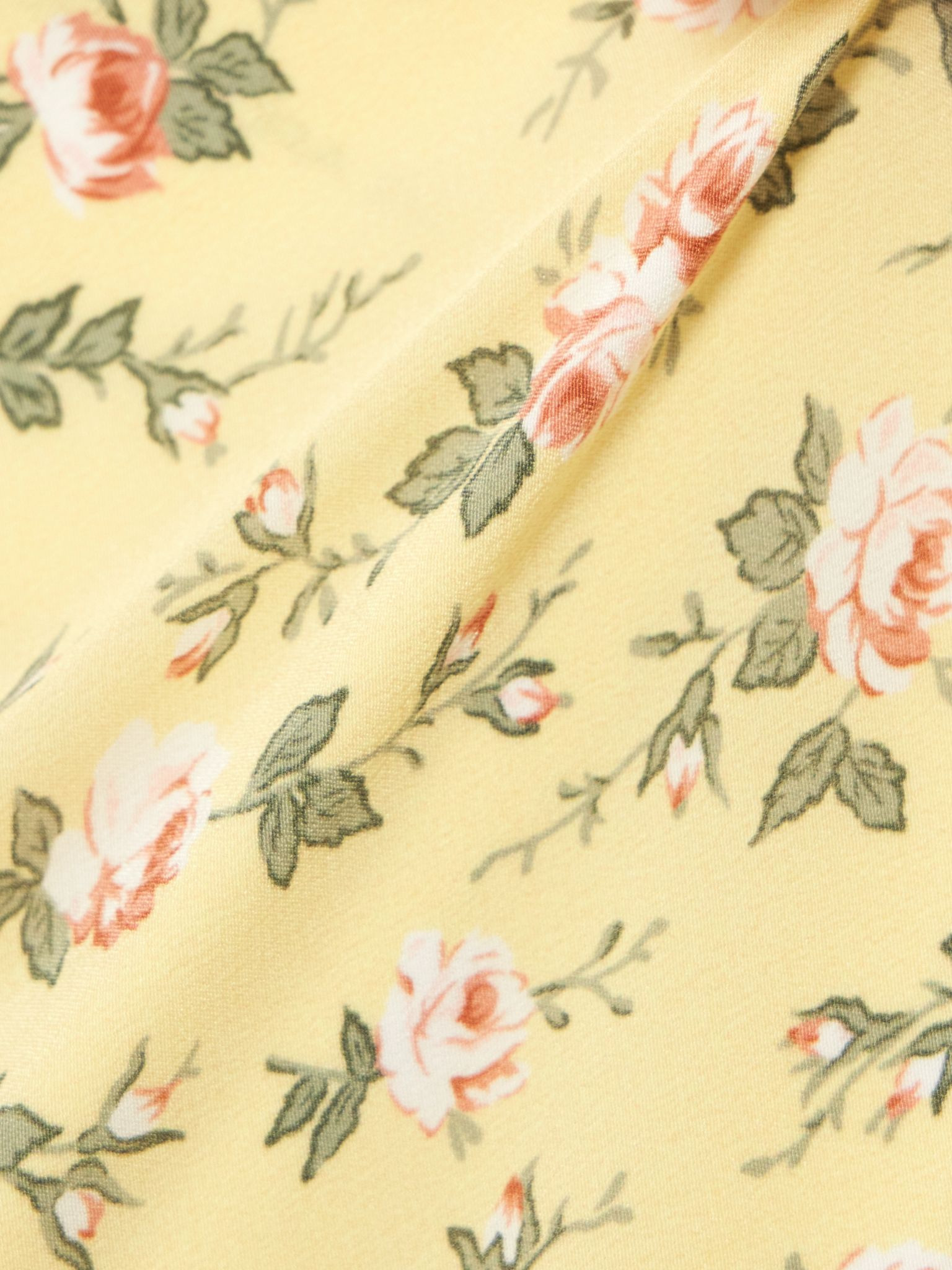 Bow-detailed ruffled floral-print silk crepe de chine midi dress Yellow - 4
